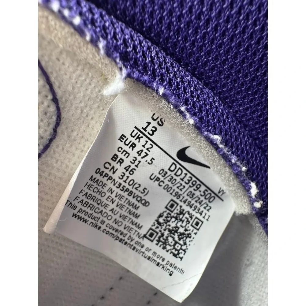 Nike Dunk High Retro Lakers Court Purple University Gold DD1399-500‎ Mens 13